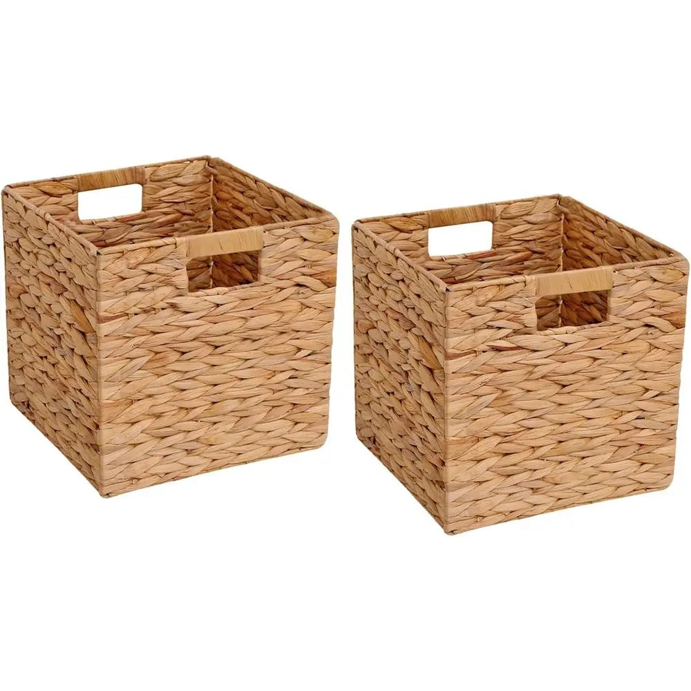 Storage Basket Set of 2, 12x12x12 Inch - Handmade Woven Basket for Closet, Shel Organization & Decor