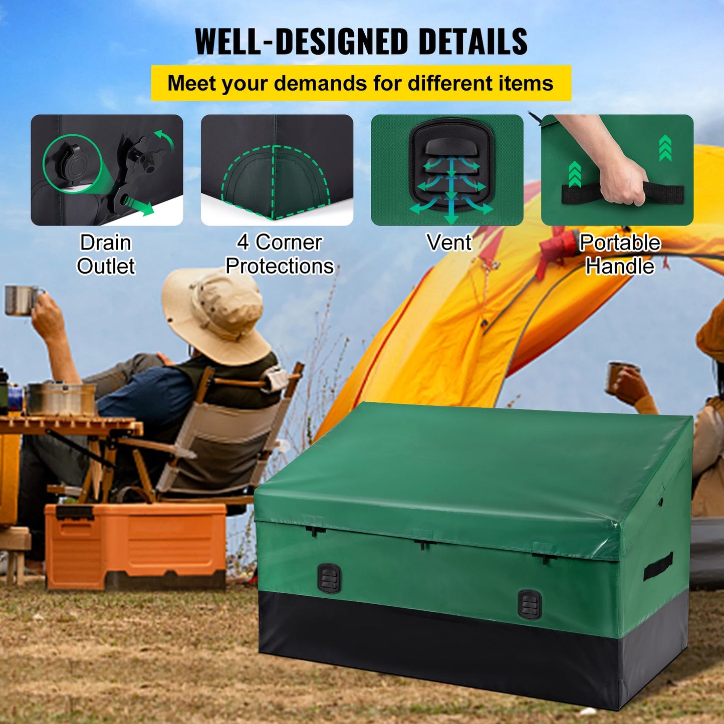 Outdoor Storage Box With Waterproof PE Tarpaulin And Durable Frame
