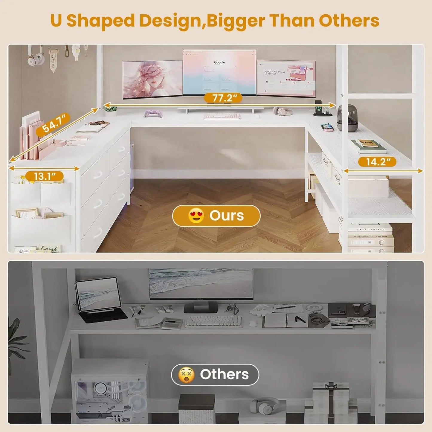 Loft Bed Full Size With U Shaped Desk And StorageSpace