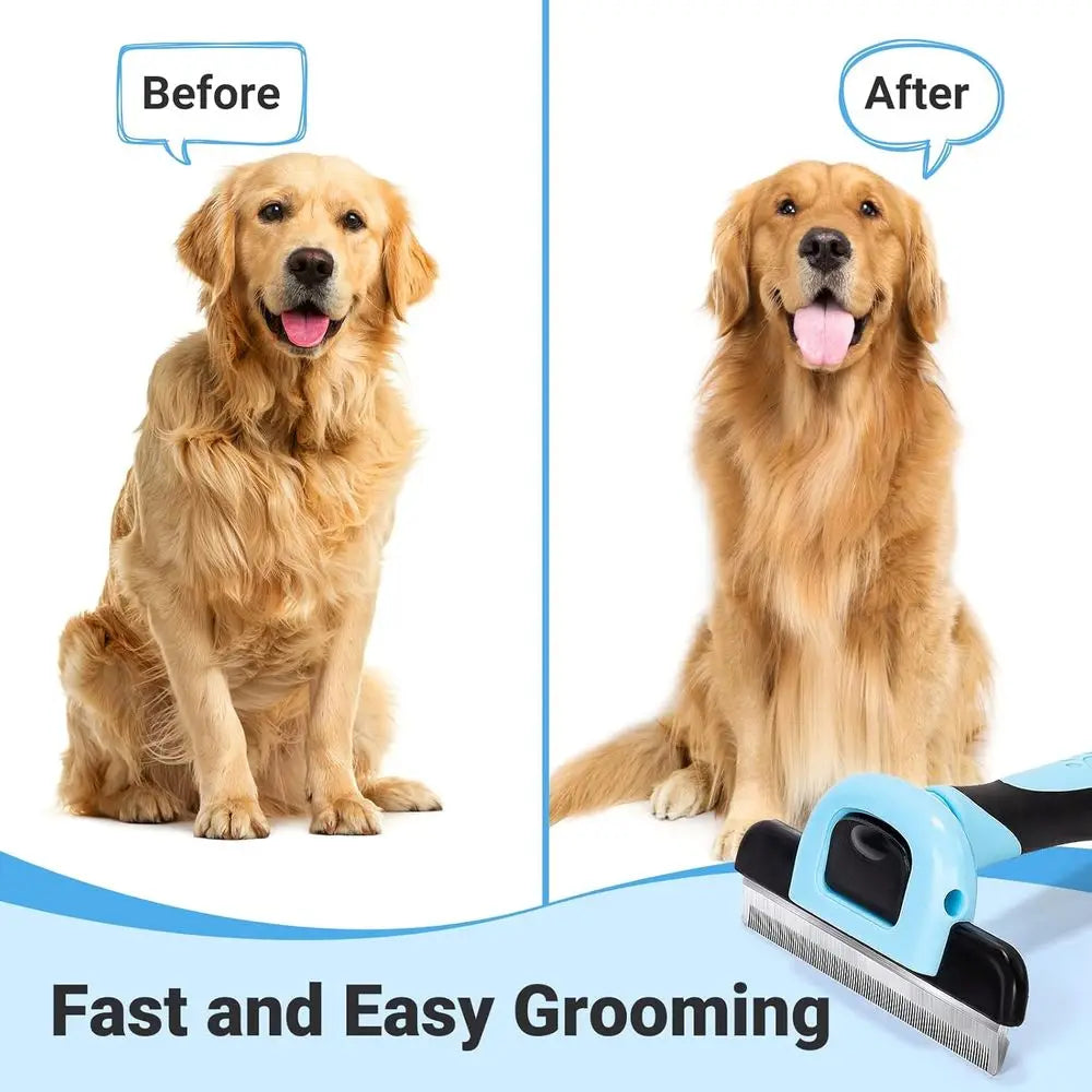 Pet Grooming Brush Deshedding Tool for Dogs & Cats, Effectively Reduces Shedding by up to 95% for Short, Medium, and Long Hair P