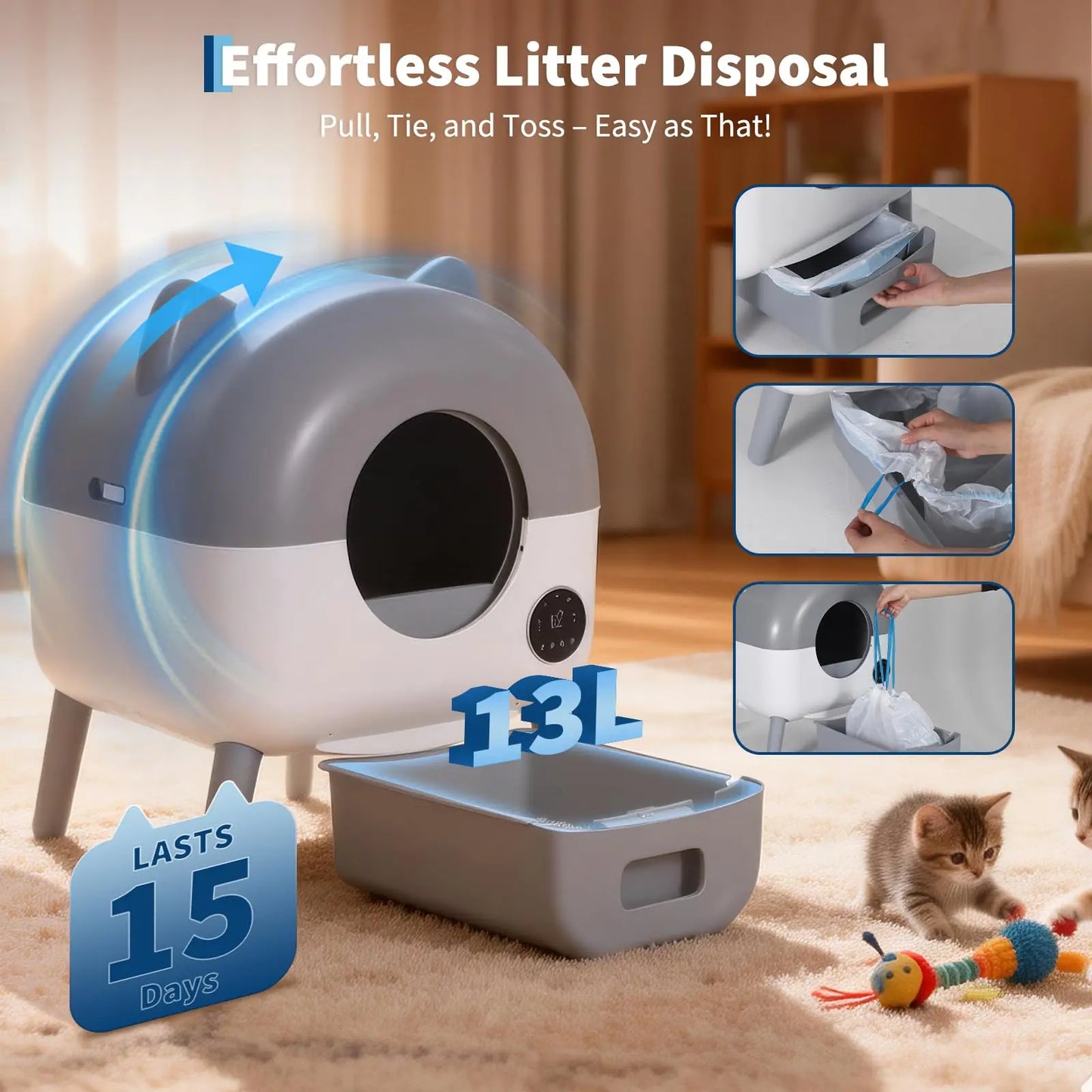 HiMISS Automatic Self Cleaning Cat Litter Box With App Control