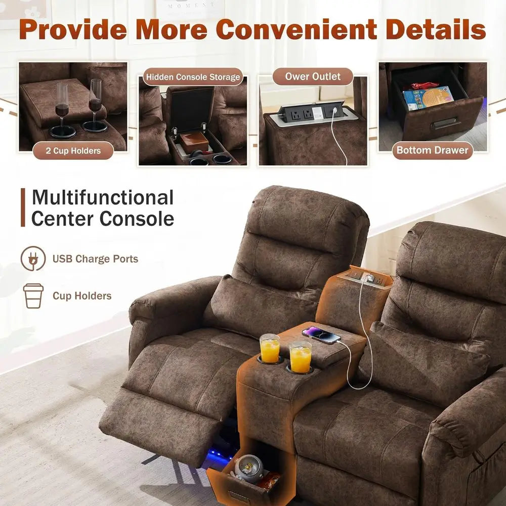 Dual Power Lift Recliner Loveseat for Elderly, 2Seat Electric Recliner Sofa with Massage amp Heat, Double Reclining Seating w C