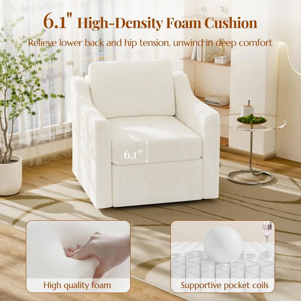 Swivel Accent Chair Set of 2, Large Comfy Reading Chairs, Square SingleSeat Armchair Upholstered Sofa for Reading, Nursery, Liv