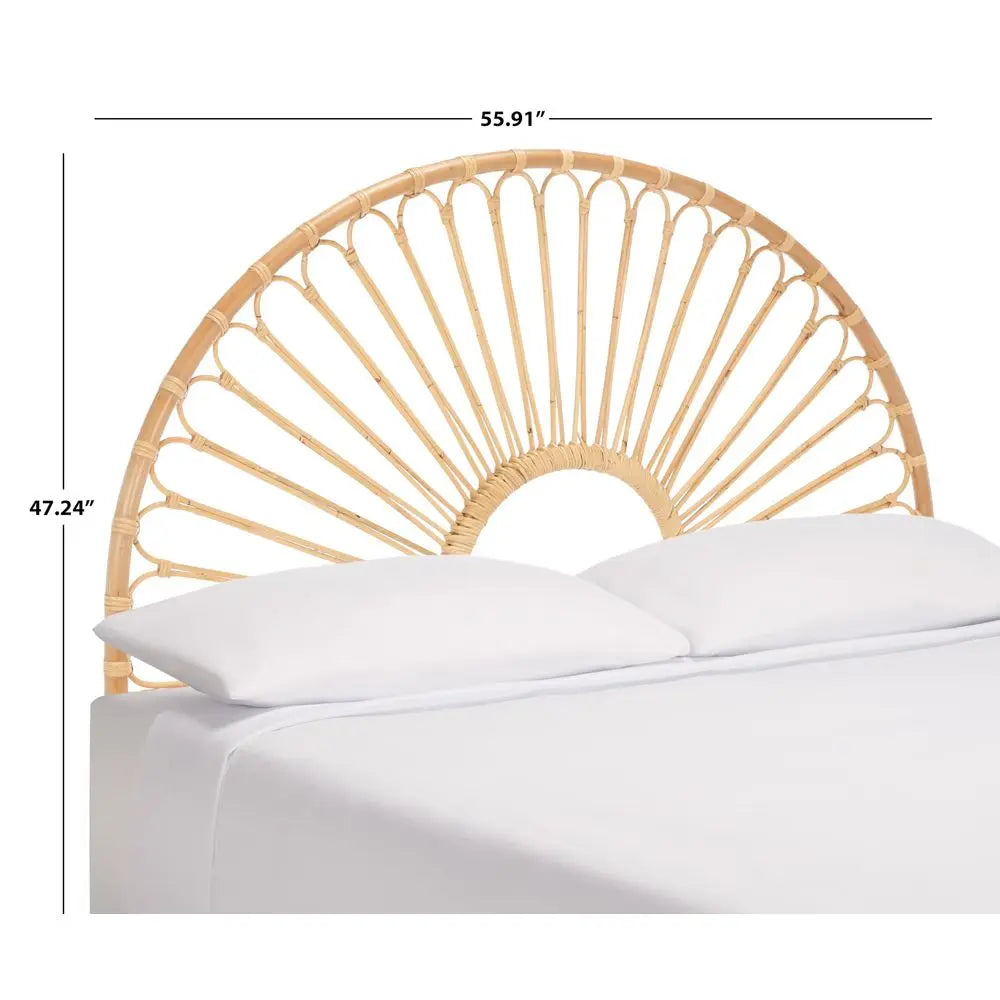 Home Collection Faris Natural Rattan Arched Full Size Headboard