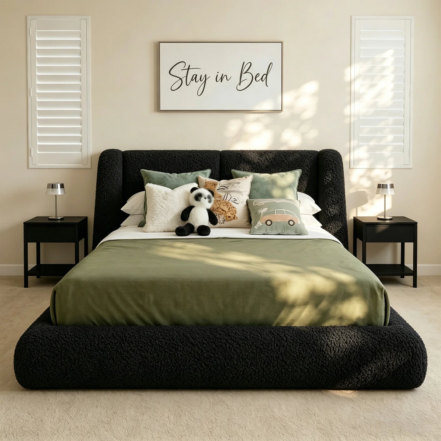 EnHomee Cloud Bed Frame With Soft Upholstered Wingback Headboard