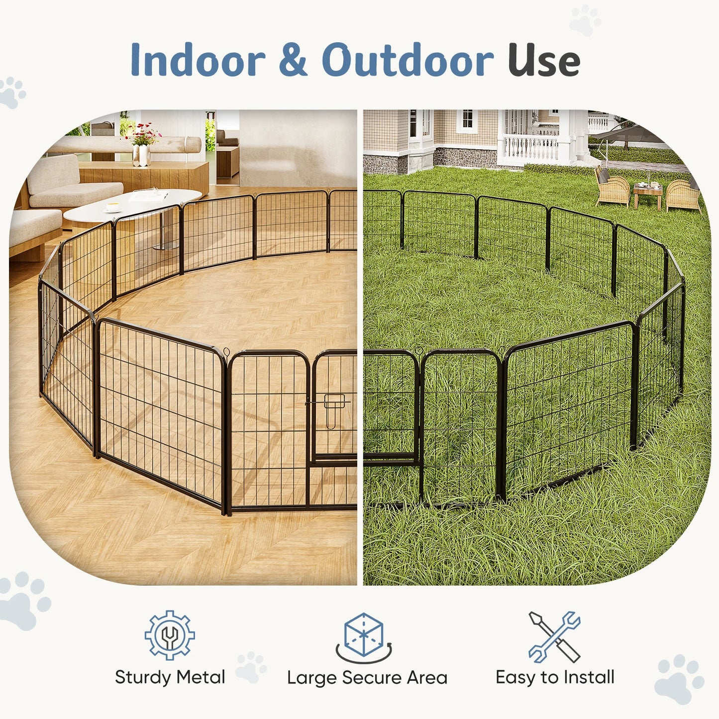 JHK Foldable Dog Playpen Fence For Indoor Outdoor Use