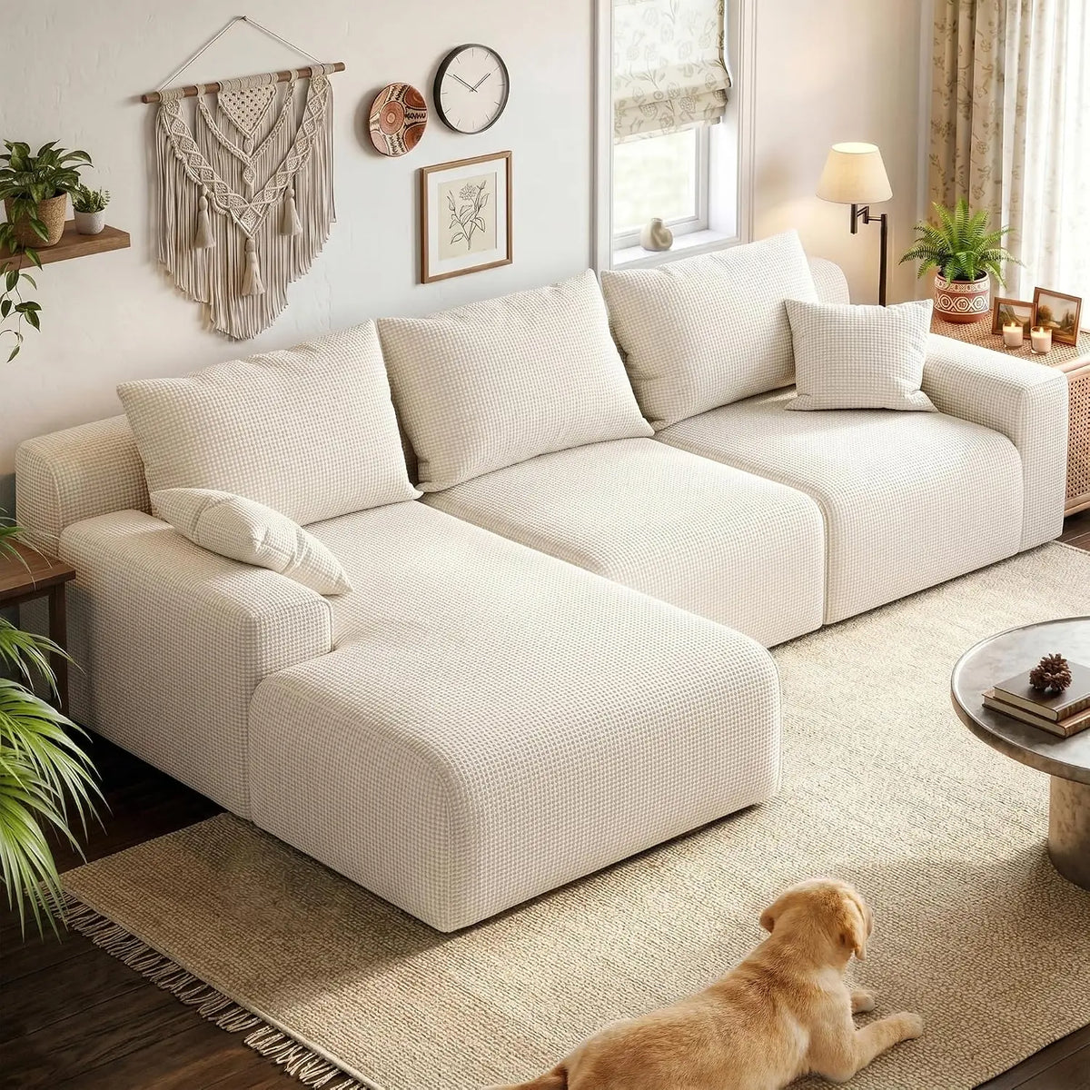 98" Boneless Modular Sectional Sofa with Deep Seat Oversized L-Shape Chaise for Living Room Apartment Small Space, Custom