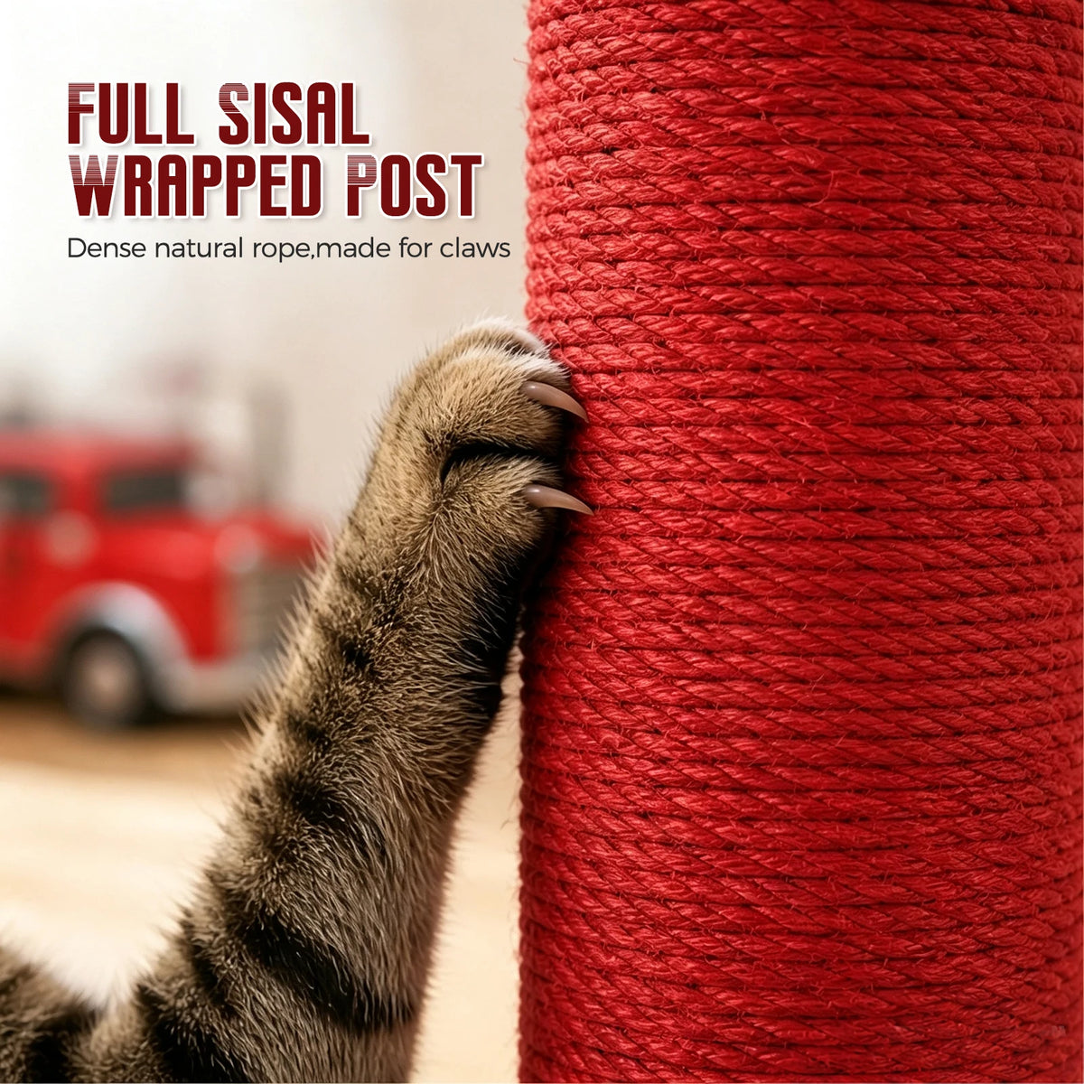 Fire Hydrant Sisal Cat Scratching Post Red Vertical Tall Cat Scratcher with Sisal Wrapped Post Cute Scratching Post for Indoor Cat Furniture Cat Toys