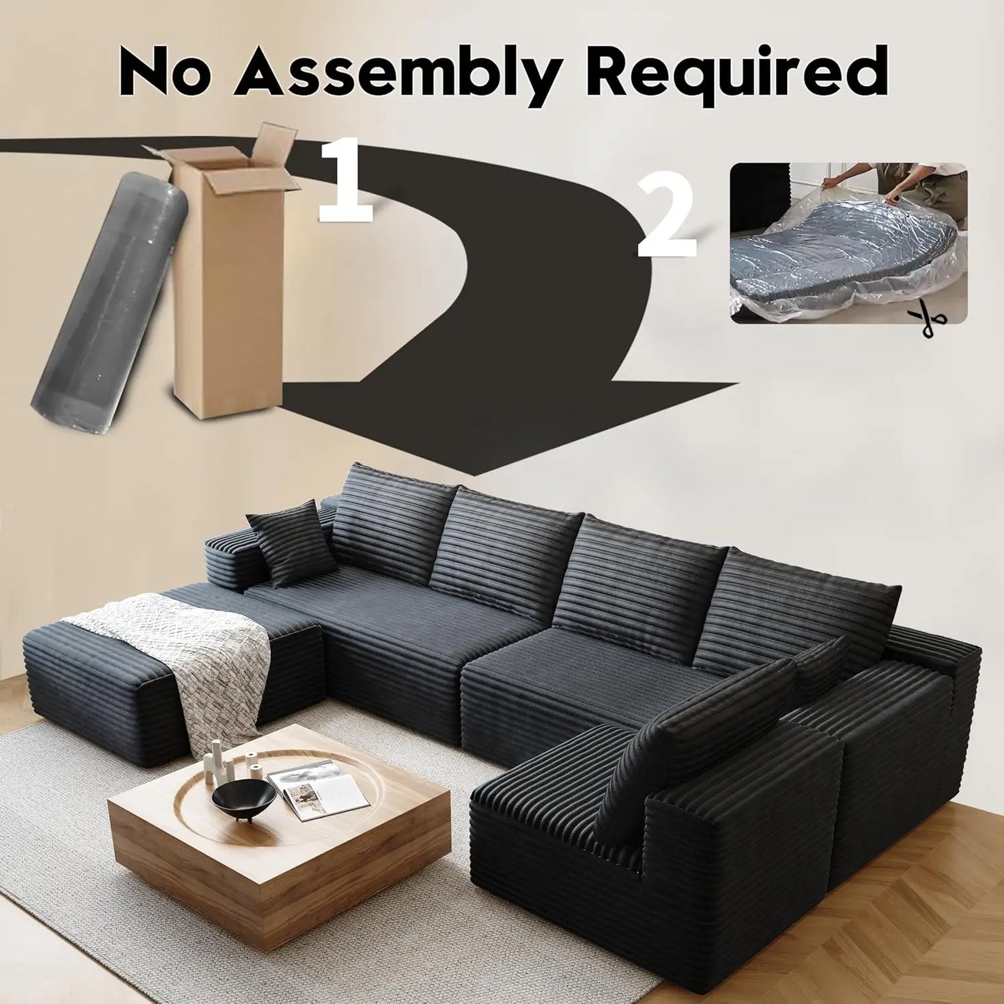 YQXH Cloud Style Corduroy Modular Sectional Sofa Cushions Memory Foam
