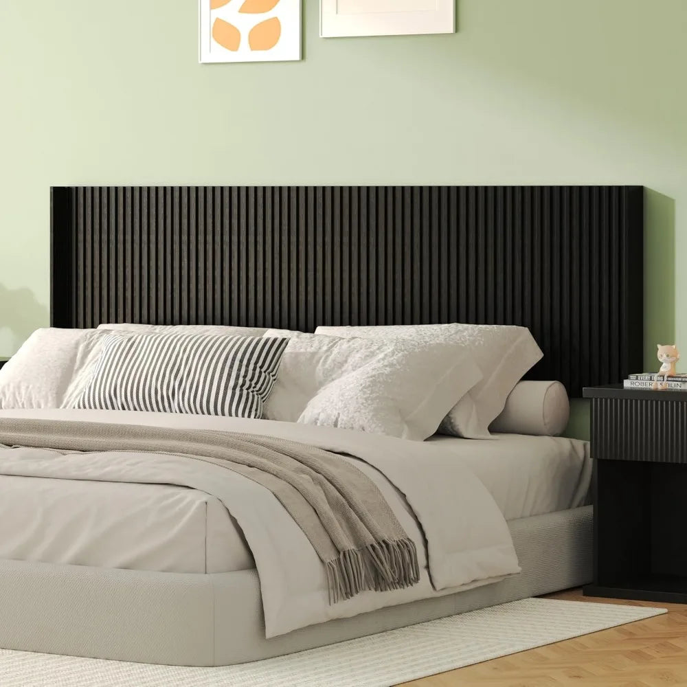 King Size Headboard Only, 80 Wide Wooden Headboard, Mid Century Modern Farmhouse Boho HeadBoard, Wall Mount, Fluted