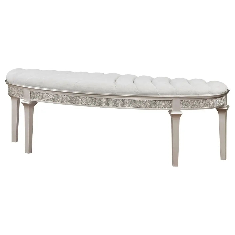 Home OffWhite Multicolor Handmade Upholstered Bench for Bedroom End of Bed Modern Accent Bench for Living Room, or Entryway Sea