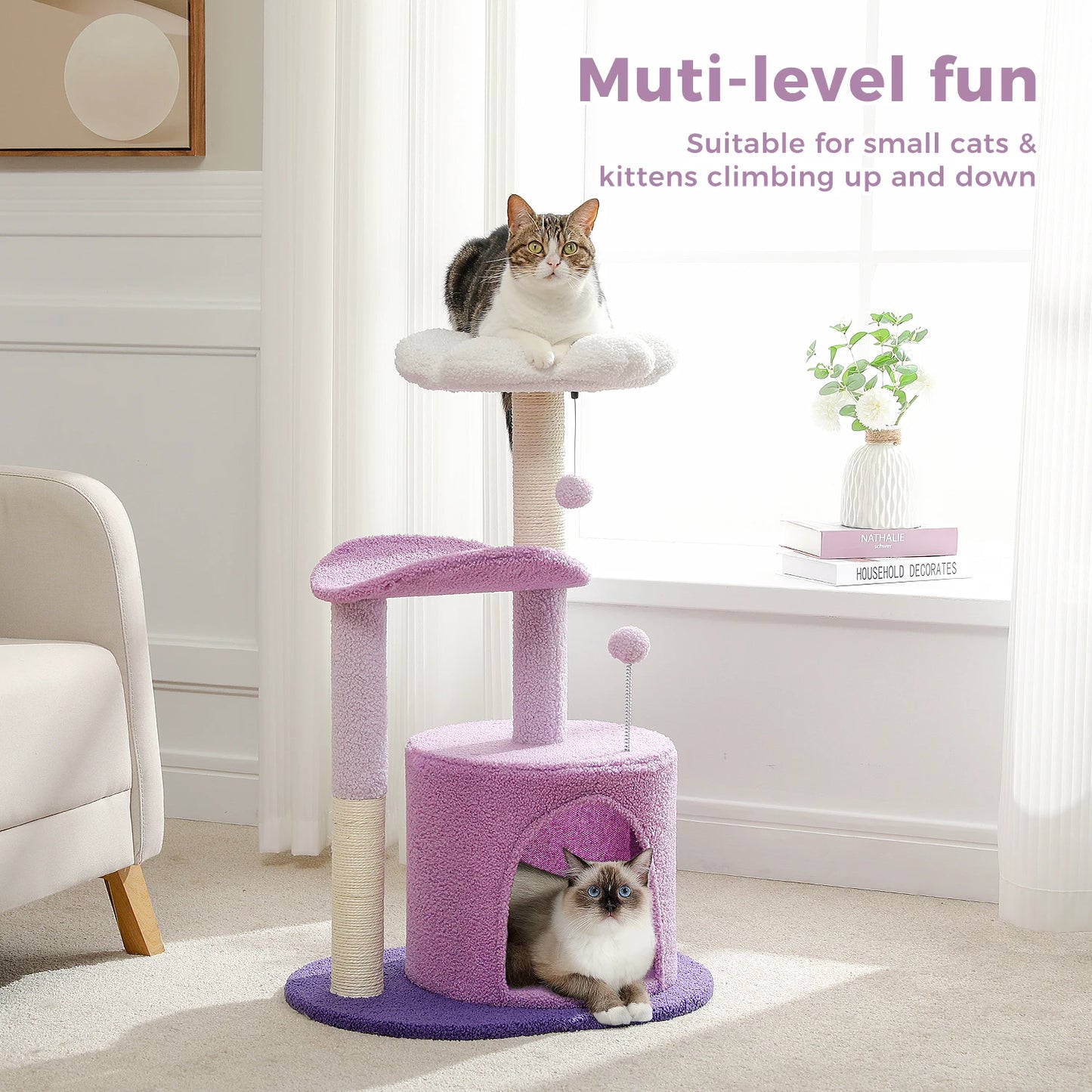 PEQULTI Flower Cat Tree for Indoor Cats With Plush Perches