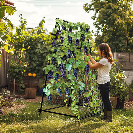 BINGOPAW Cucumber Trellis Metal Garden Arch For Climbing Plants