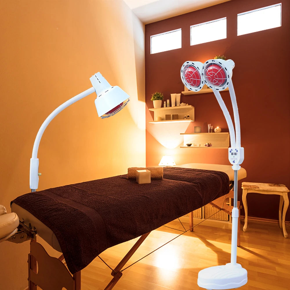 275W IR Infrared Red Heat Light Therapy Bulb Muscle Pain Relief Therapeutic Lamp Adjustable Floor Stand And Temperature