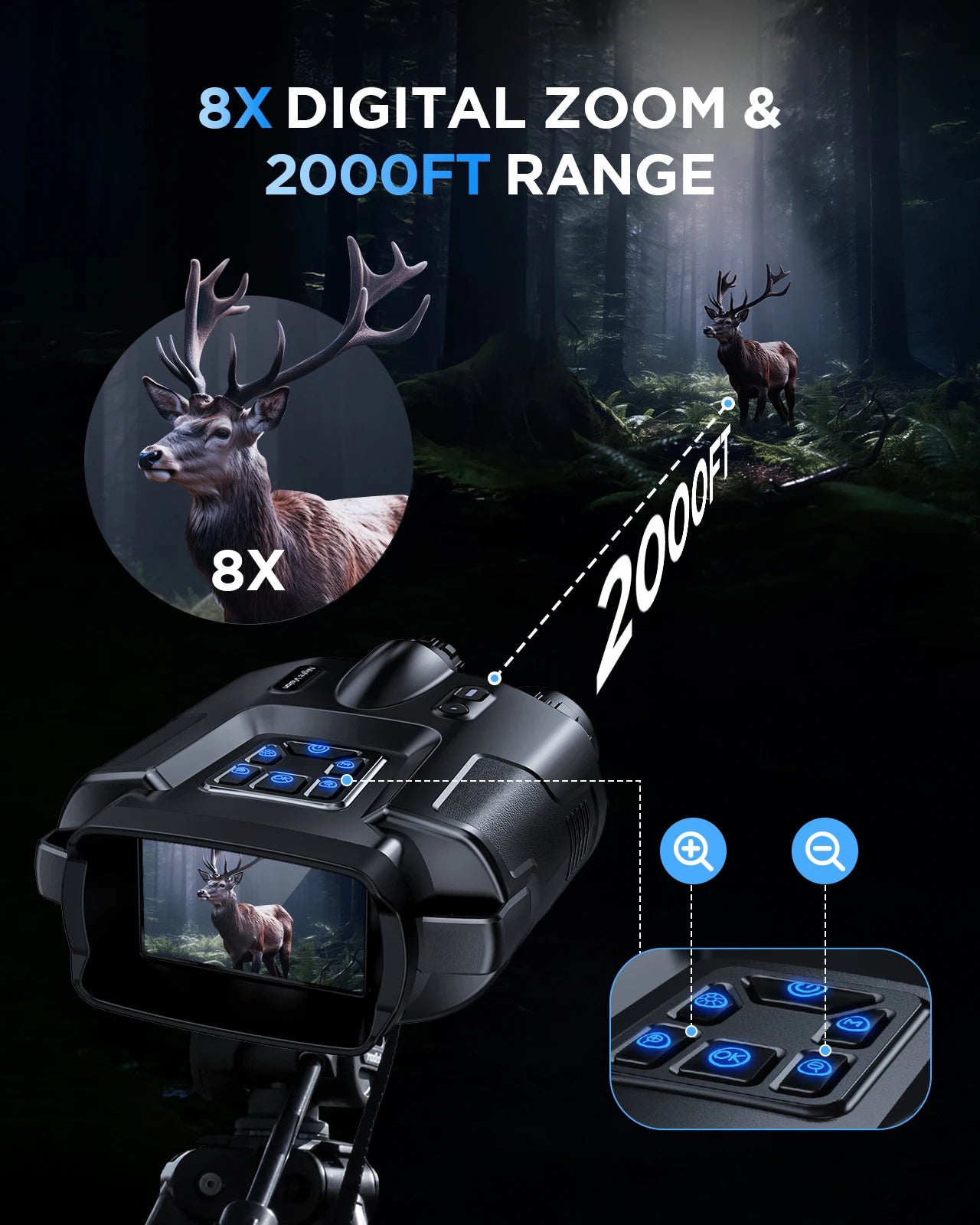 Letcmoi 4K Night Vision Binoculars With Tactical Light For Hunting