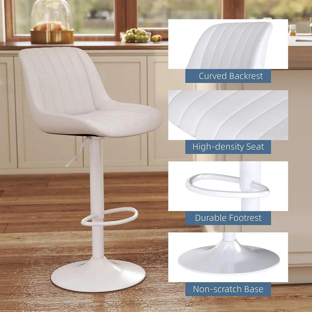 Bar Stools Set of 4, Swivel Counter Height Barstools with Back, Adjustable PU Leather Bar Chairs, Modern Armless Kitchen Island