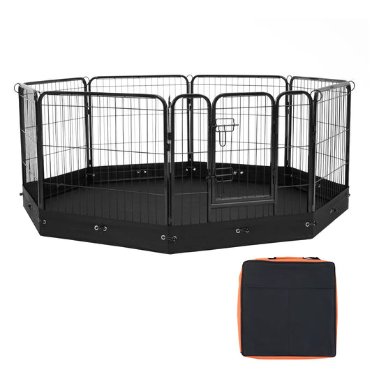 SucceBuy Dog Playpen 8 Pcs 24x24in Panels Foldable Metal Pet Exercise Pen Dog Fence Indoor Outdoor Pen with Door for Dogs, Cats