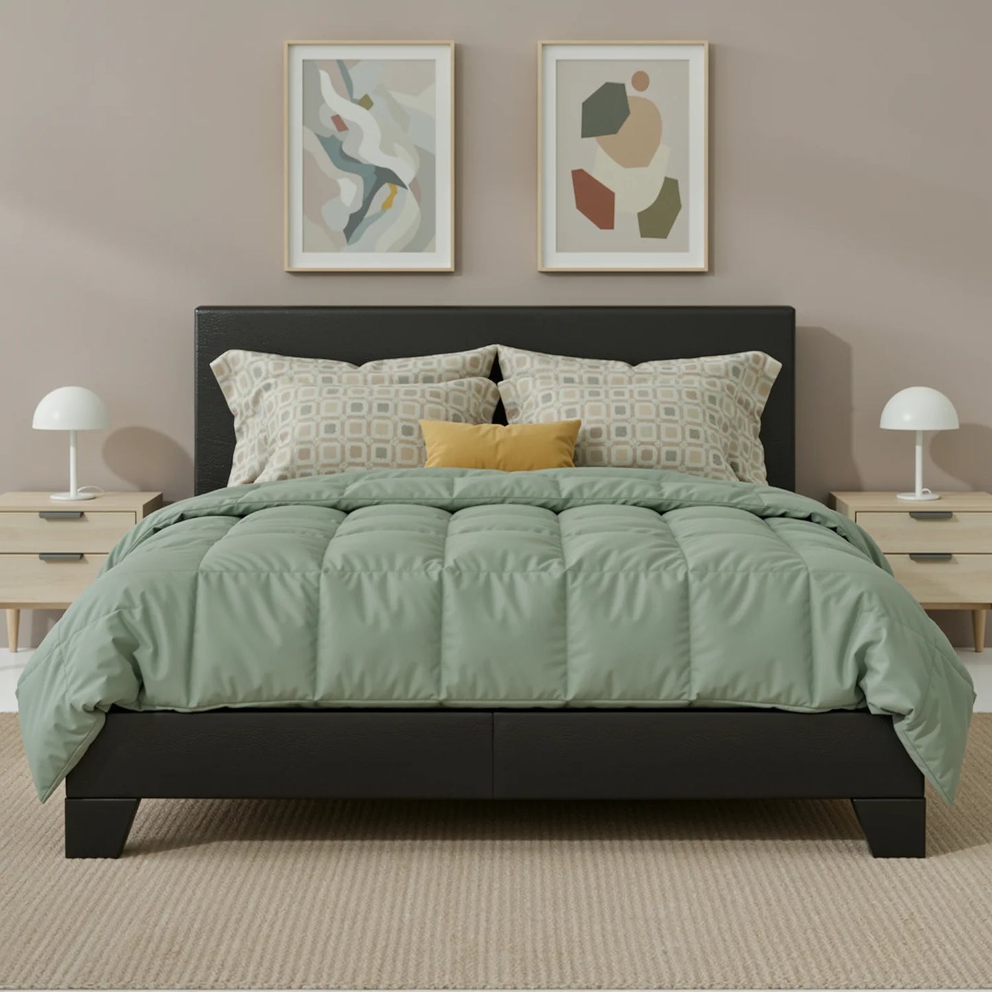 HOOMIC Upholstered Bed Frame Adjustable Linen Headboard And Quiet Support
