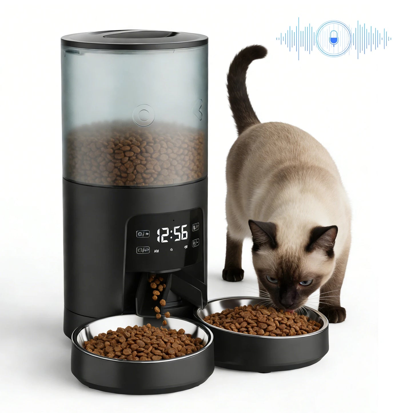 Automatic Timed Pet Feeder With Dual Stainless Bowls