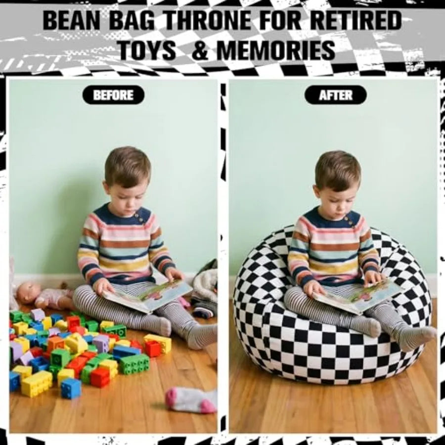 Large Car Racg Bean Bag Chairs Cover No Fillg Washable Stuffed Animal Storage Beanbag Chair for Canvas Bean Bag Cover with Zipp
