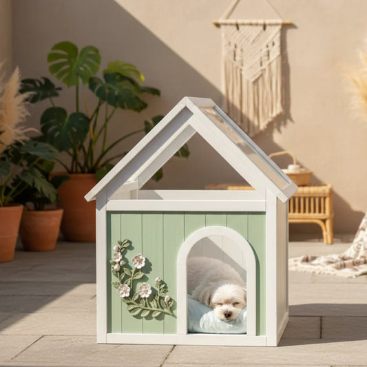 Cedar Indoor Cat House with Clear Acrylic Roof – Wooden Pet House for Small Cats & Dogs Moisture-proof,pest-proof Pet Products