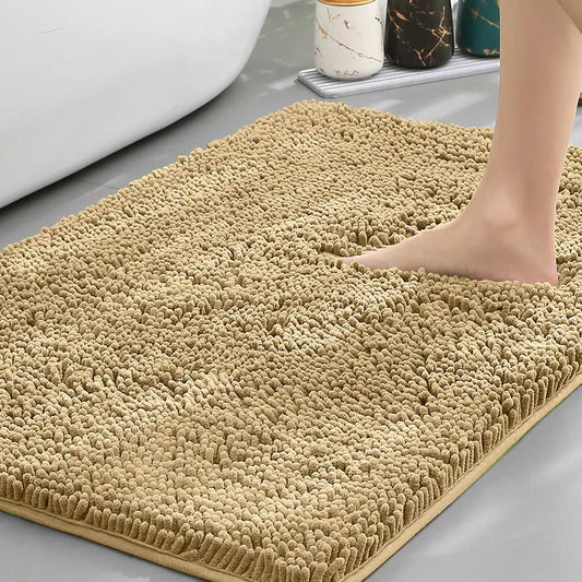 Ultra-Soft Chenille Plush Bath Mat, Super Absorbent, Machine Washable