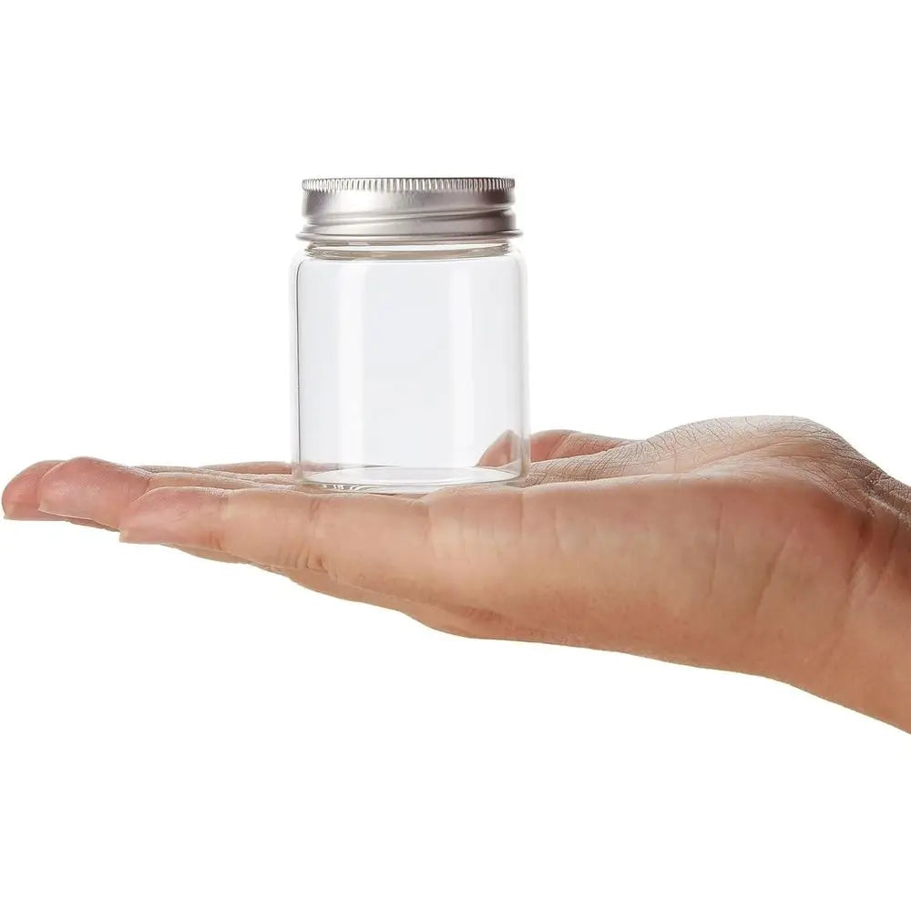 Mini Glass Spice Jars with Lids - 1.7 oz, Clear Art Deco, 5-Pack - Jars with Lids or Spices, Jams & Crafts