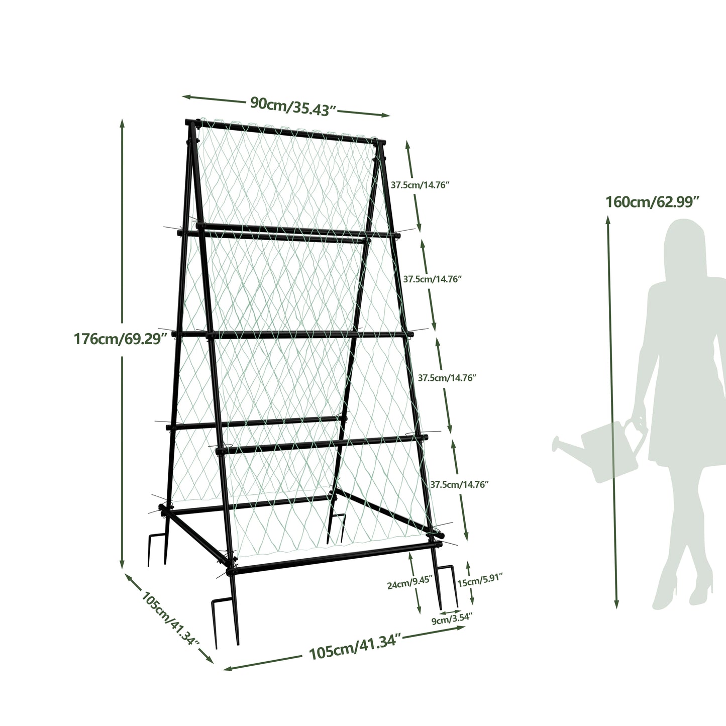BINGOPAW Cucumber Trellis Metal Garden Arch For Climbing Plants