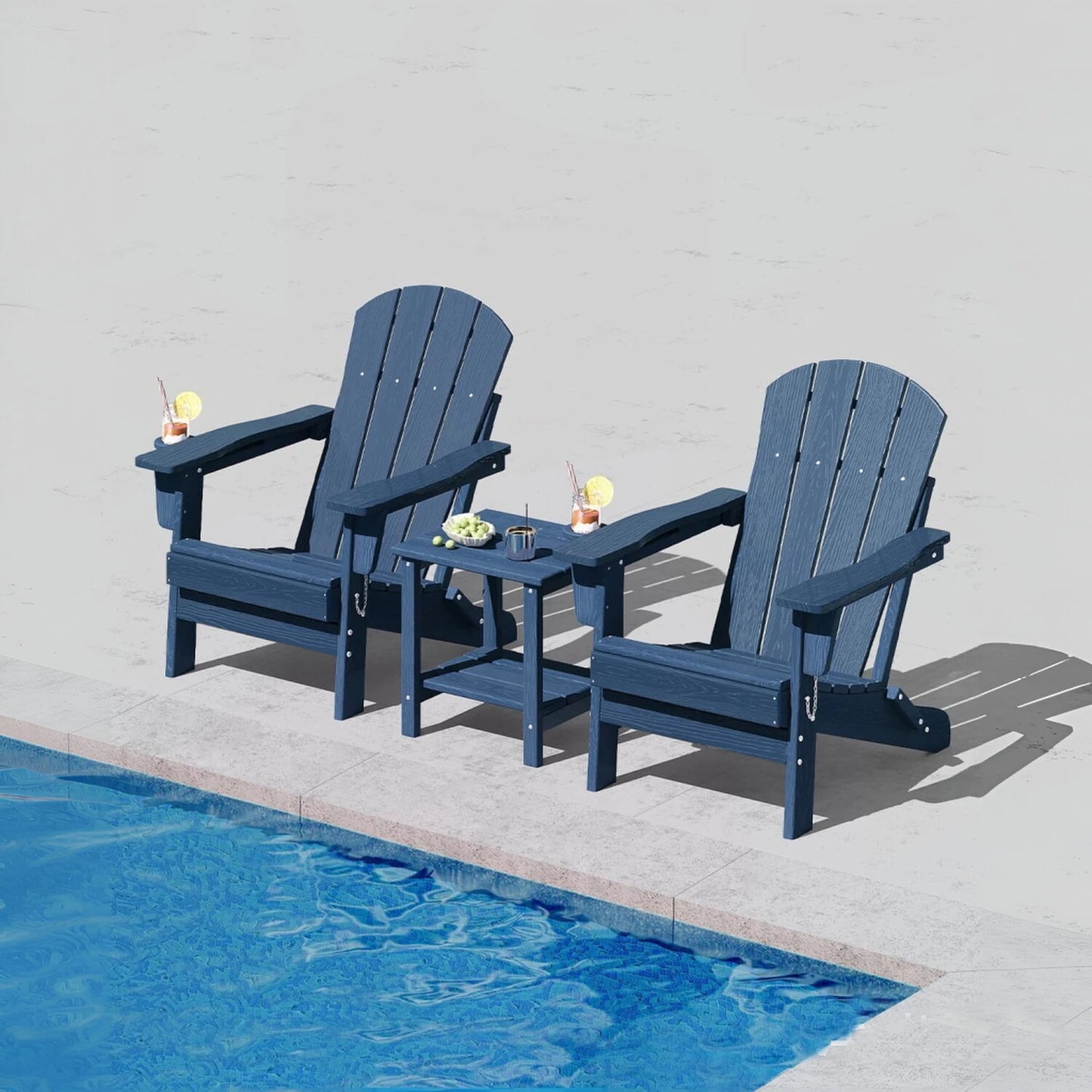 HiMISS Folding Chair Set With Side Table Outdoor Patio Furniture