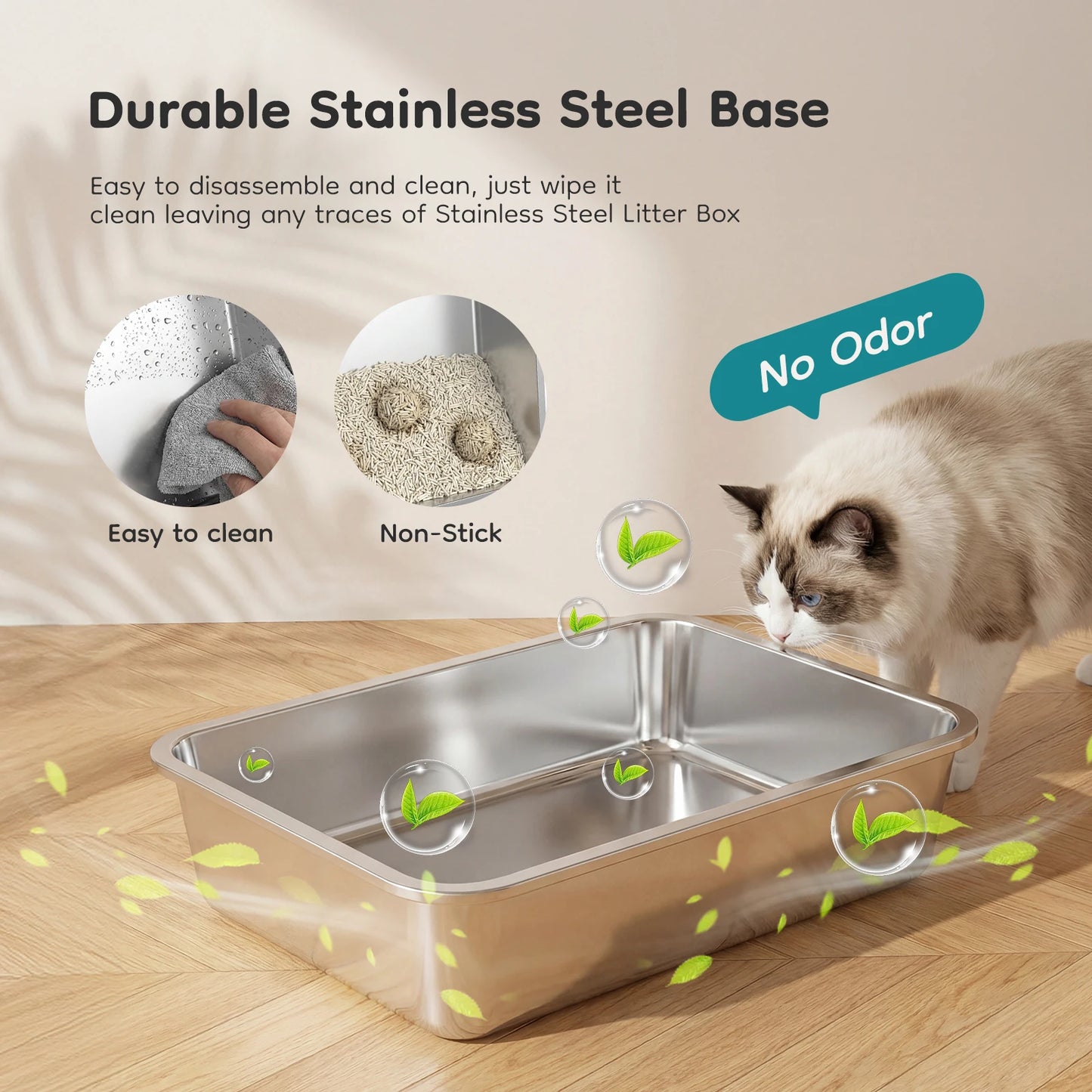 Stainless Steel Fully Enclosed Cat Litter Box With Safe Entry