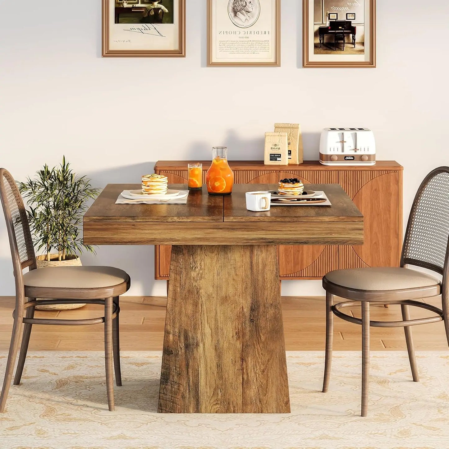 Tribesigns Square Dining Table for Four Modern Farmhouse Kitchen