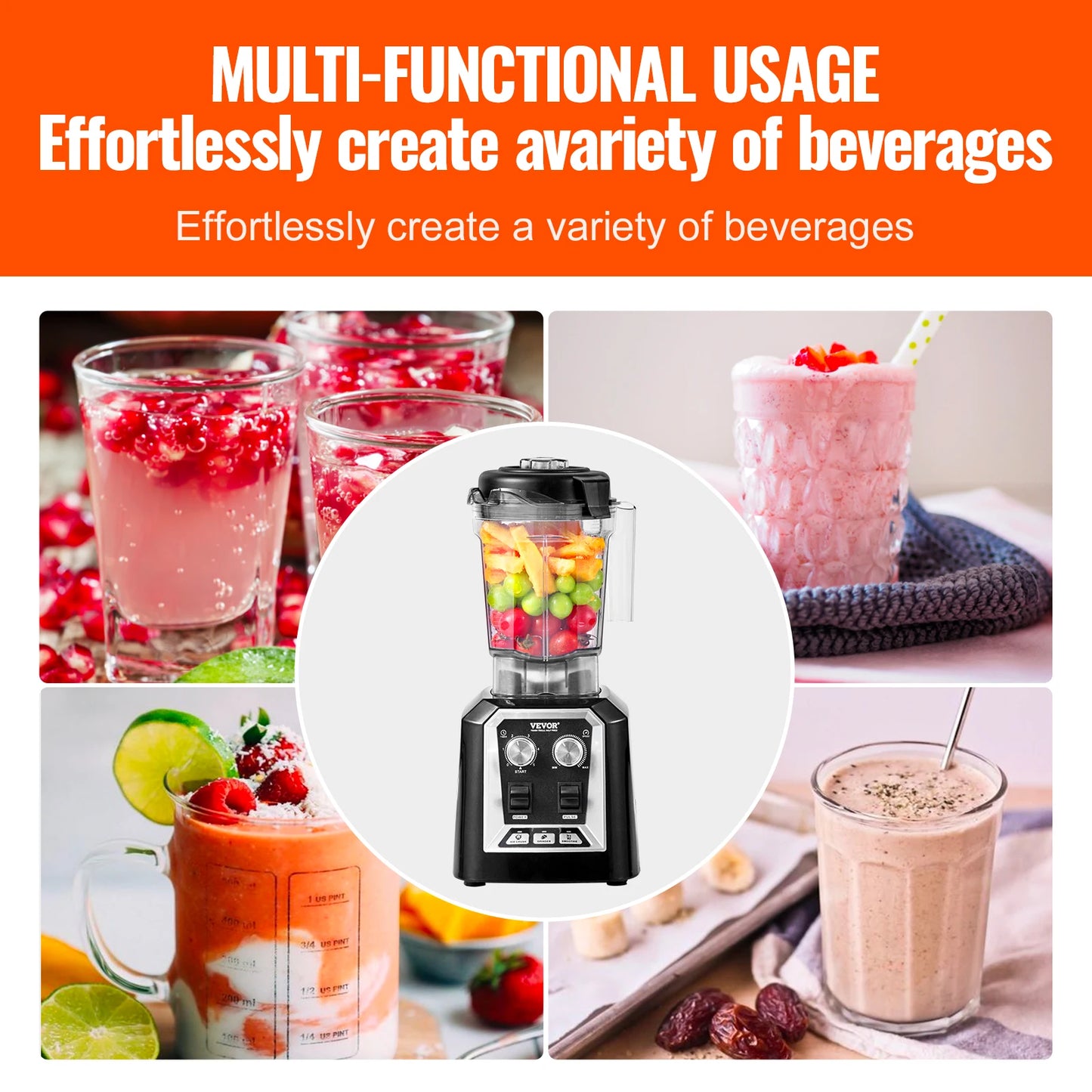 SucceBuy Smoothie Blender Professional Countertop Mixer