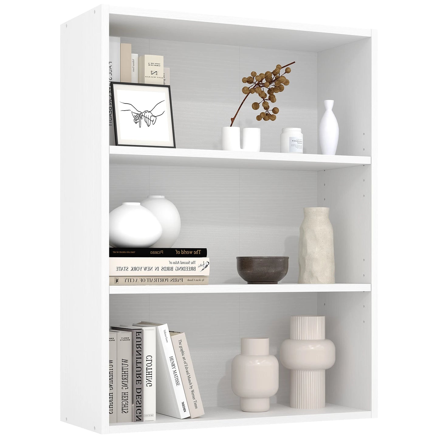 JHK Modern Wooden Bookcase Open Floor Standing Storage Unit
