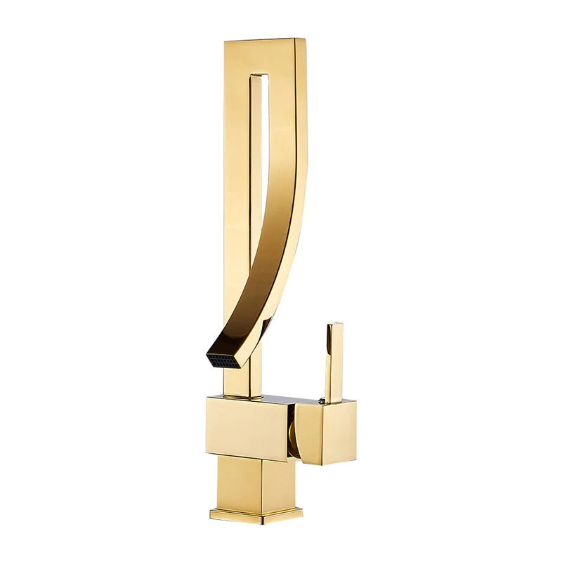 Wanmivezlo Brass Deck Mounted Basin Faucet Waterfall Mixer Tap