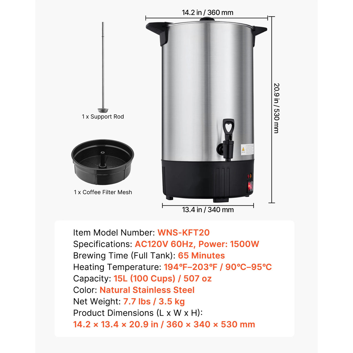 SucceBuy Commercial Coffee Urn Hot Beverage Dispenser With Dripless Faucet