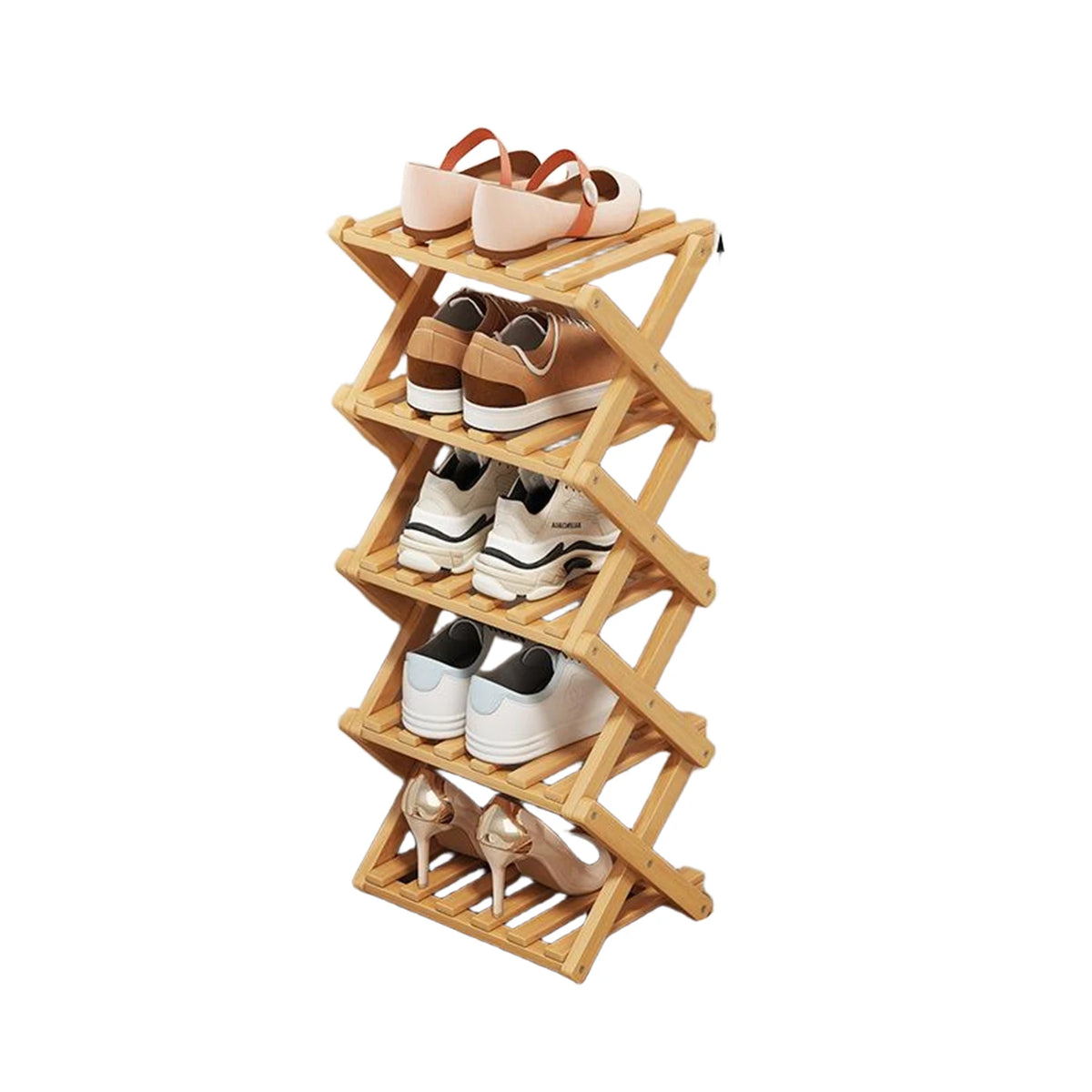 Universal Bamboo Shoes Rack Organizer Storage PC For Home Entryway Closet Bedroom Living Room Space Saving Multi Layer Durable Lightweight Easy Assembly Portable Shoe Shelf Holder Stand With PC Connectors Accessories Kit Prem