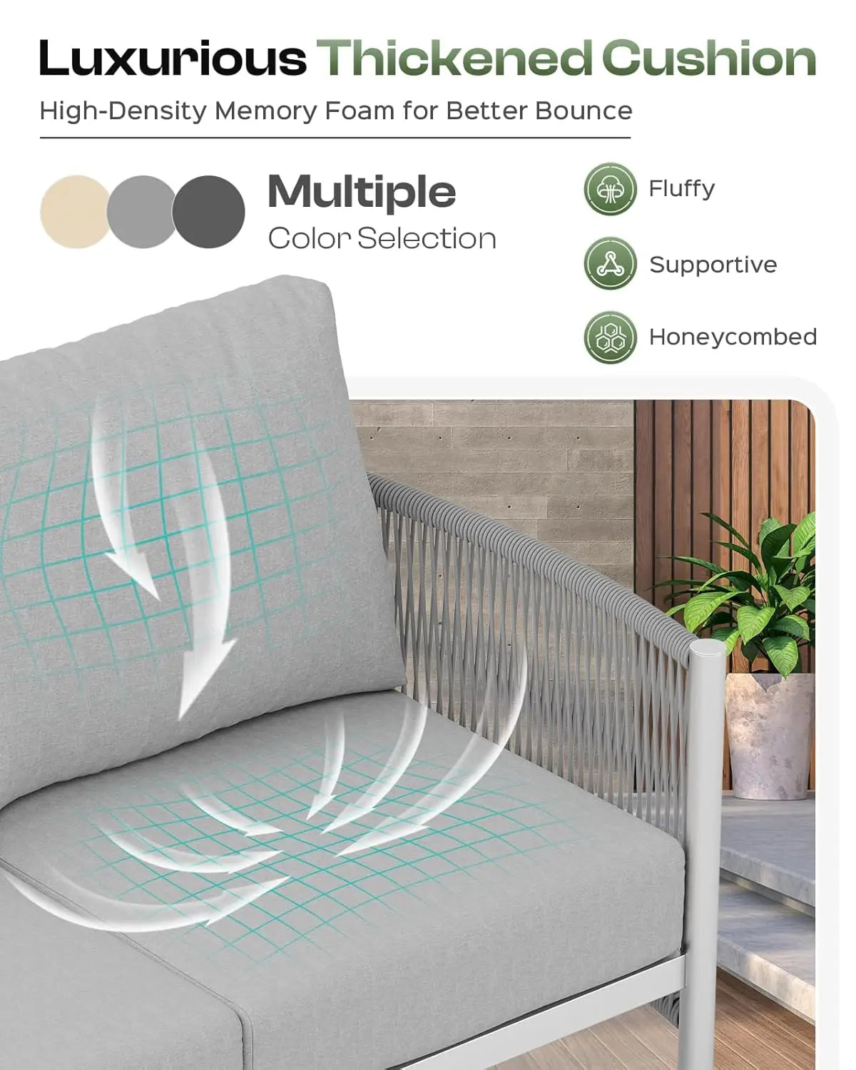 Aluminum Outdoor Patio Furniture Set With Dual Layer Coffee Table