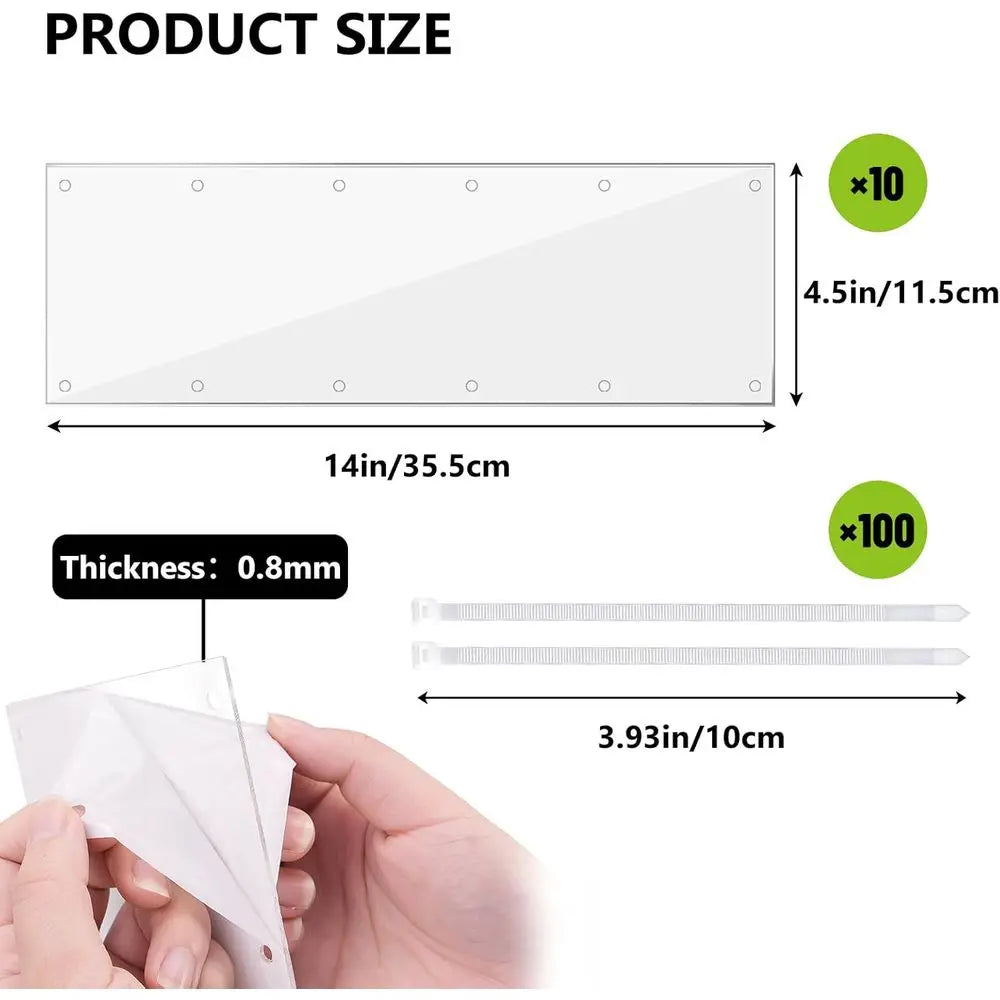 10Pcs Flexible 0.8mm Pet Cage Guard Liners Clear, 14”×4.5” Guinea Pig Cage Side Lining, Scatter Guard or Cage, Rabbit Urine Guar