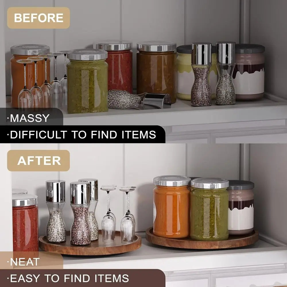 Acacia Wood Susan Organizer For Kitchen Pantry Spice Storage