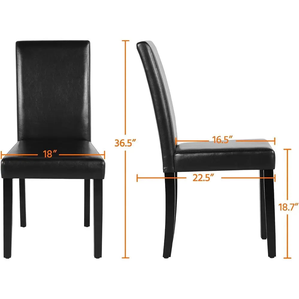 Padded High Back Dining Chairs With Rubberwood Legs