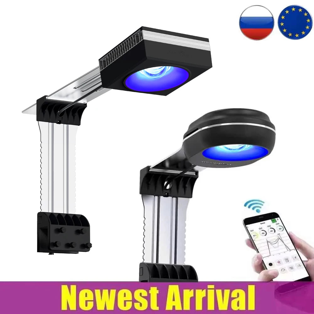 PopBloom-Marine Aquarium Light 60W/100W, Reef Aquarium LED Lamp for 30-70cm Reef Coral SPS LPS Saltwater Tank