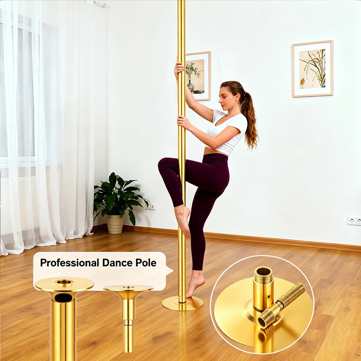Portable Spinning And Static Dance Pole For Home Fitness