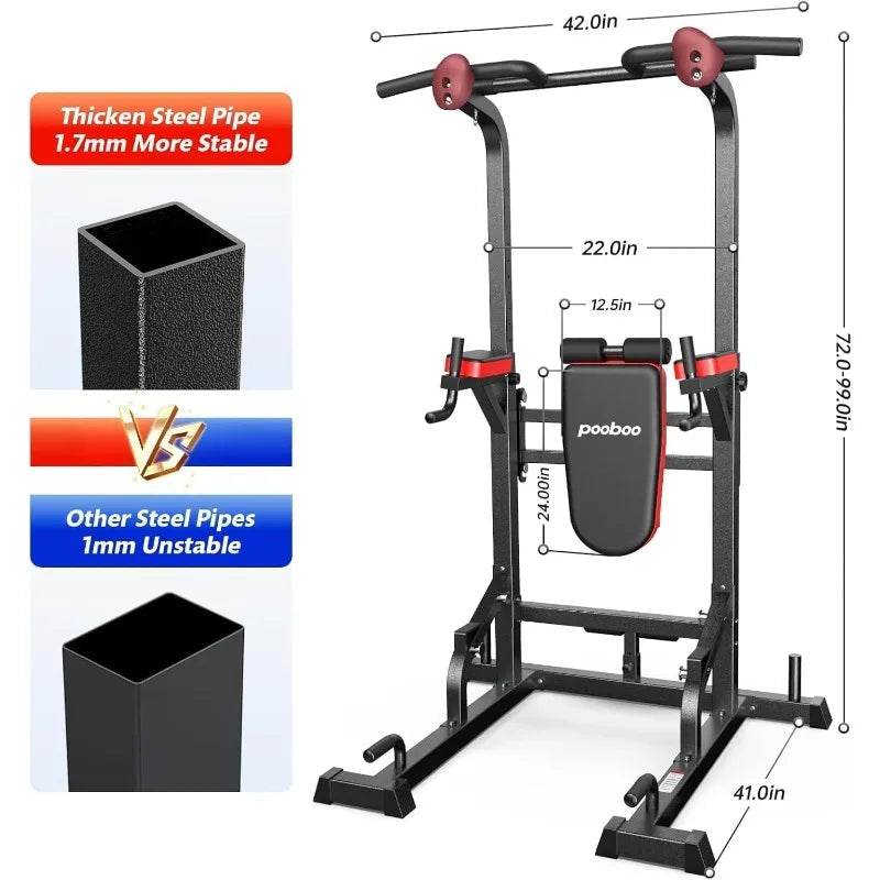 Pooboo Power Tower Dip Station and Pull Up Bar Multifunction
