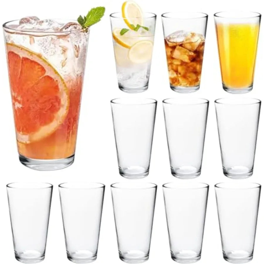 Glass Cups 17 oz, Clear Drinking Tumblers For Home, Highball Glass Drinking Glasses For Beverages, Cocktail Glass, Large Water