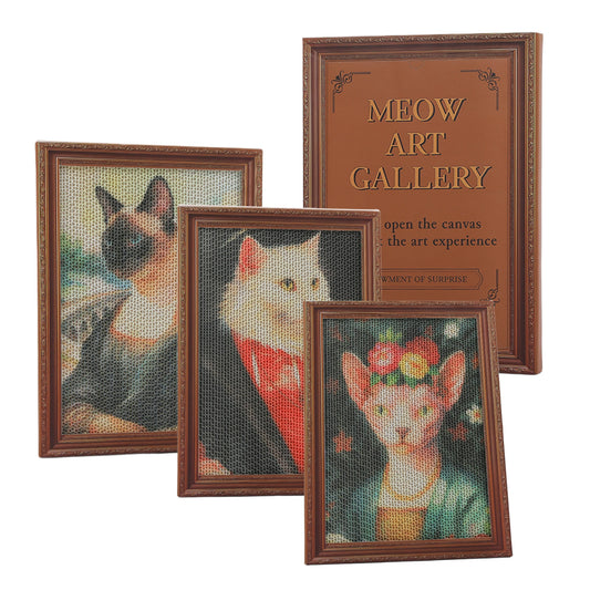 3 Pack Cardboard Cat Wall Scratcher Board, Art Wall Cat Scratcher with No-Drill Adhesive Strips, Water-Based Ink, Furniture Protector for Indoor Cats