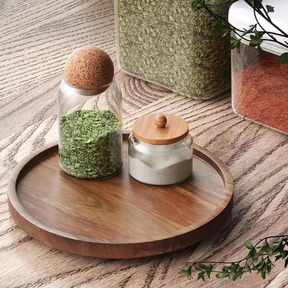 Acacia Wood Susan Organizer For Kitchen Pantry Spice Storage