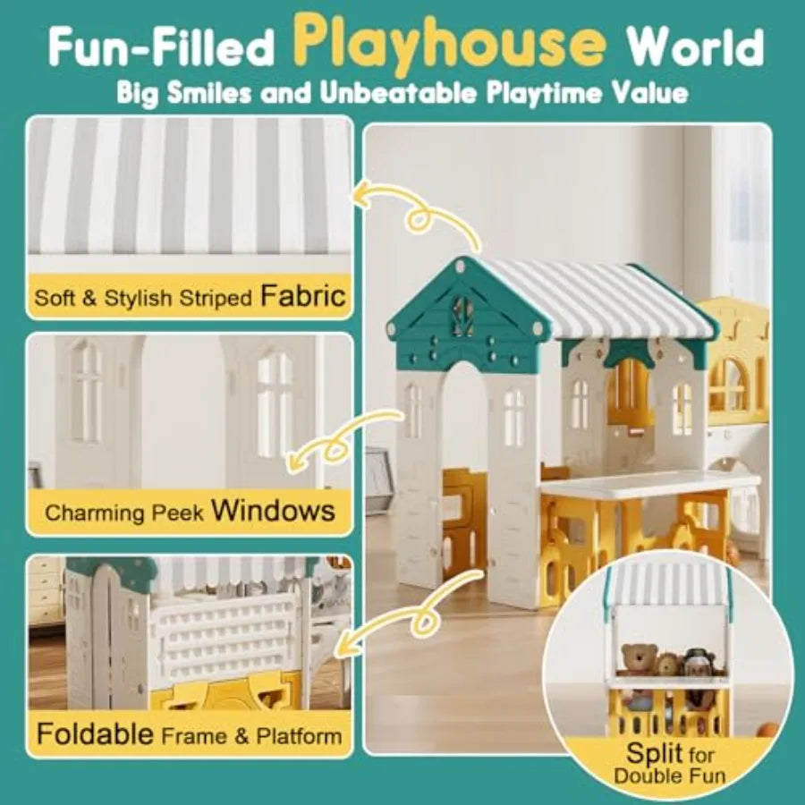 Wooden 10-in-1 Outdoor Toddler Playset With Slide And Climber