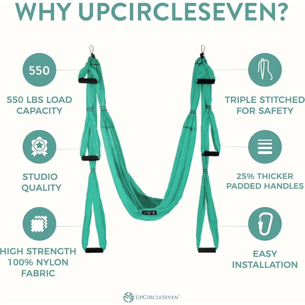 UpCircleSeven Aerial Yoga Swing With Padded Handles And Ceiling Mount