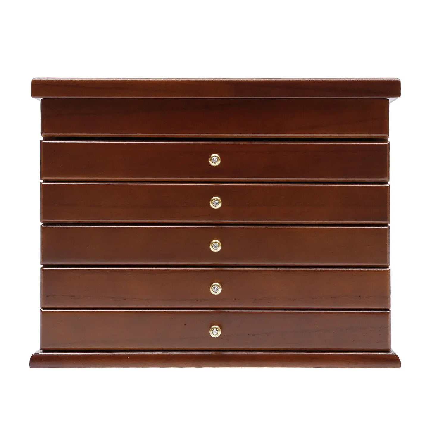 6 Tier Vintage Wooden Jewelry Storage Box Organizer Case