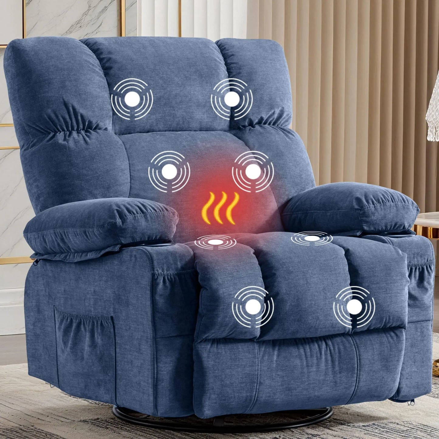 MAHOMICO Recliner Chair With Massage, Lumbar Heating, USB Port